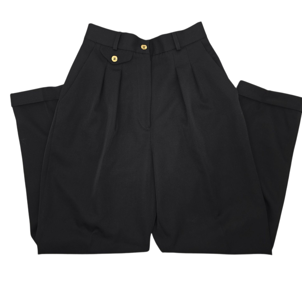 Vintage‎ BARAMI USA 2 Layered 100% WOOL Gabardine Elegant Black Women's Pants